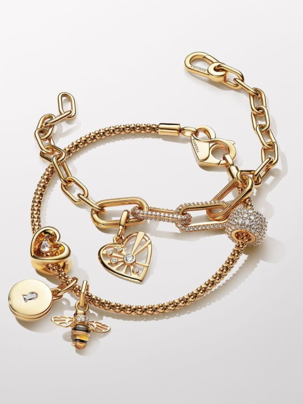 Oval link Pandora Bracelet Silver Gold Rose